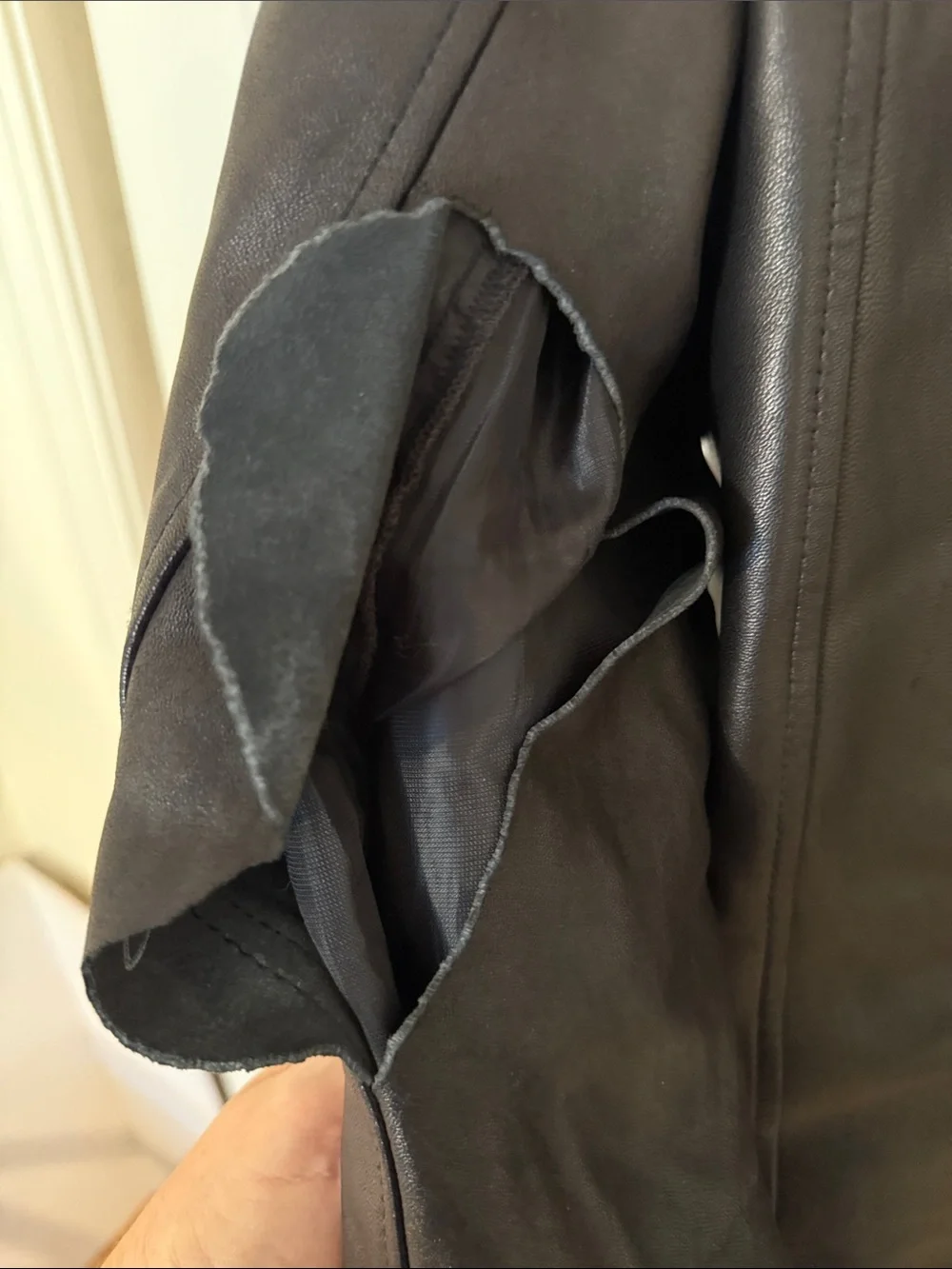 Cole Haan Men's Dark Brown Leather Zip-Up Bomber Jacket